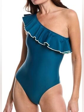 SUMMERSALT
The Ruffle Sidestroke One-piece In Blue Size 12